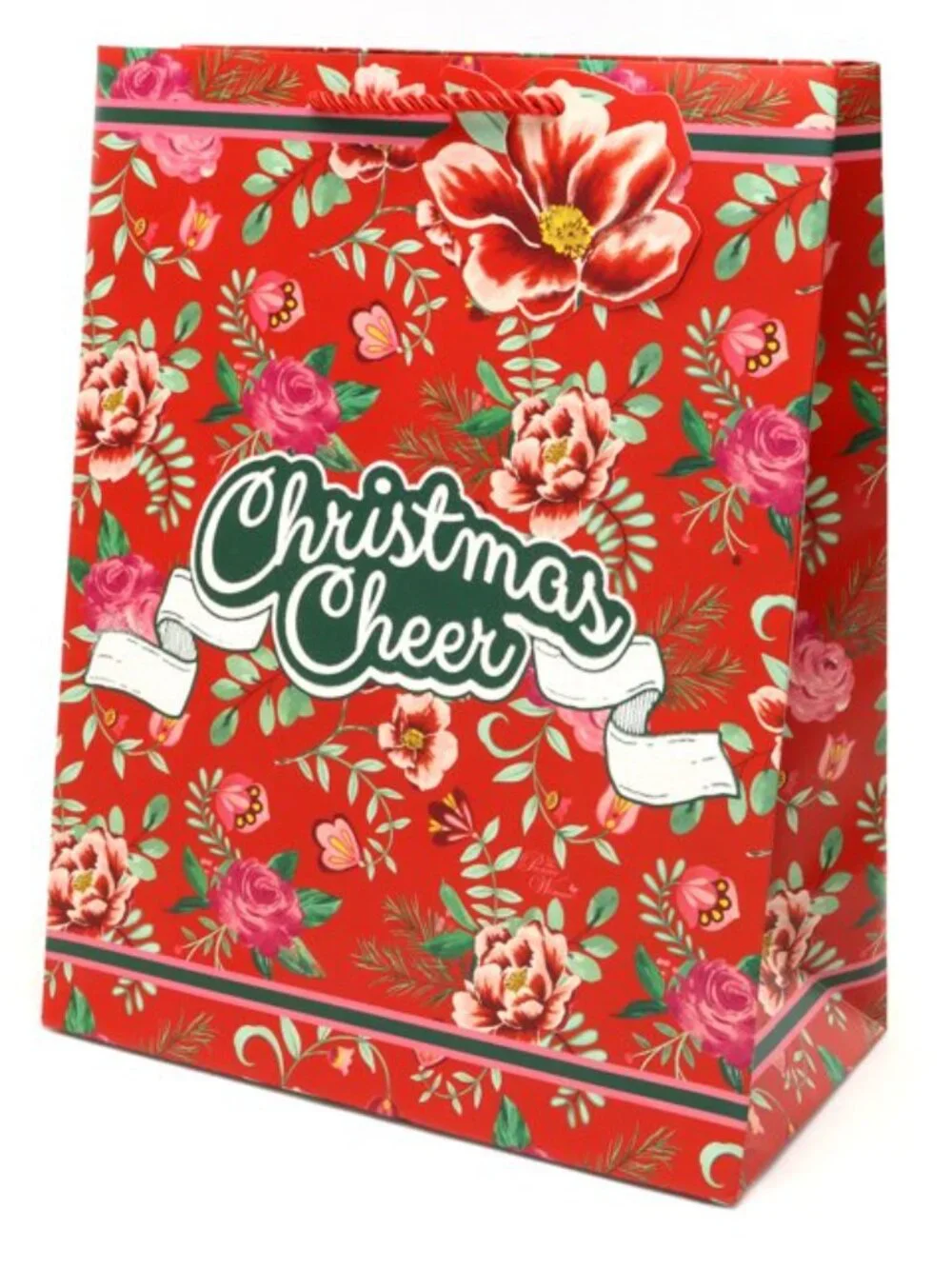 This set includes 5 Christmas gift bags featuring foil or glitter paper designs